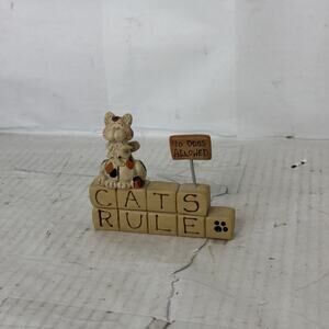 Blossom Bucket Suzi Cats Rule No Dogs Allowed Figurine 3.5 inch